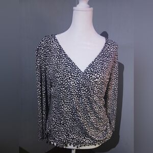 MSK Black and White Patterned Blouse